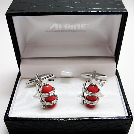 Fire Extinguisher Firefighter Steel Cufflinks - Click Image to Close